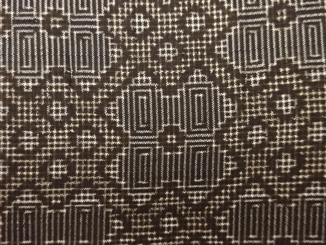 JAPANESE KIMONO / ANTIQUE KIMONO / DORO OSHIMA TSUMUGI / WOVEN GEOMETRIC